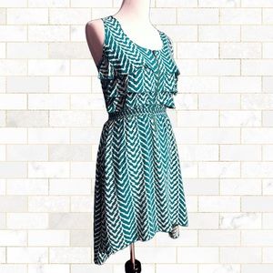 Green High-Low Smocked Waist Dress